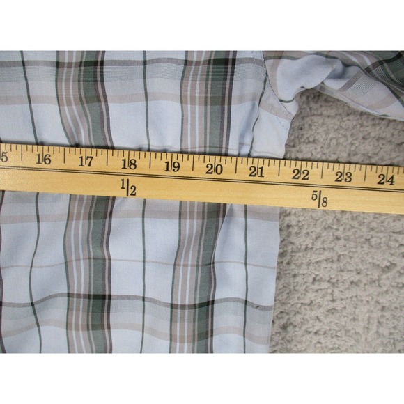 Oneill Shirt Mens Medium Blue Plaid Button Down Short‎ Sleeve Pocket - Picture 10 of 12